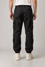 Black Techwear Cargo Pants 'Kageboshi' – back view of the black techwear cargo pants
