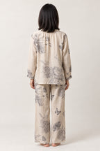Blue Butterfly Two-Piece Pajamas 'Chouka' – back view of butterfly print women's pyjama set