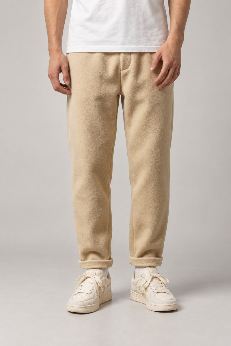 Brushed Winter Trousers 'Fuyugi' – sand brushed winter trousers, front view on model