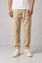 Brushed Winter Trousers 'Fuyugi' – sand brushed winter trousers, front view on model