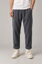 Brushed Winter Trousers 'Fuyugi' – dark grey brushed winter trousers, front view on model