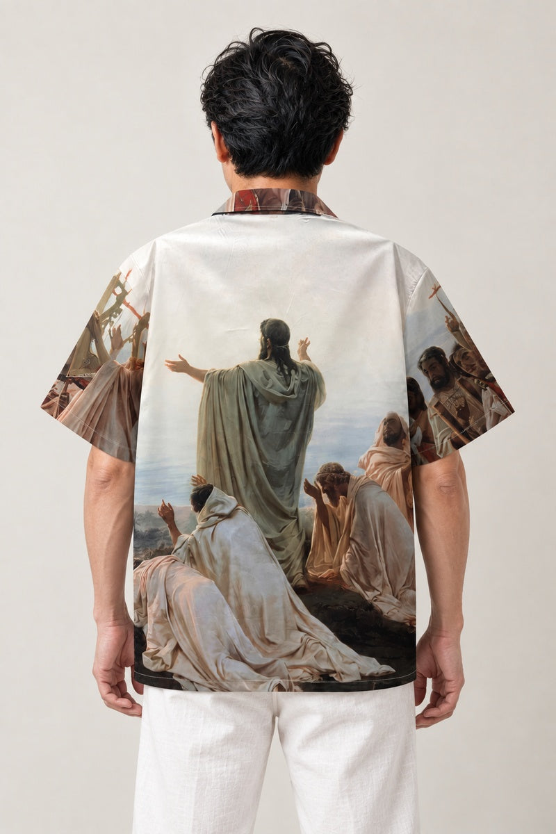 Classical Art Button Up Shirt 'Nagisa' – back view of the classical art painting print shirt