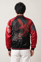 Diving Eagle Sukajan 'Owashi' – back view of the black and red version, embroidered diving eagle on the back