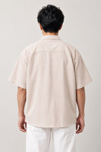 Embroidered Rose Shirt 'Hamanasu' – back view of the cream embroidered rose shirt