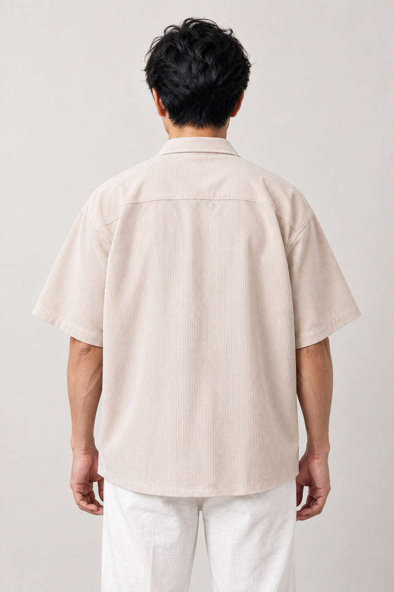 Embroidered Rose Shirt 'Hamanasu' – back view of the cream embroidered rose shirt