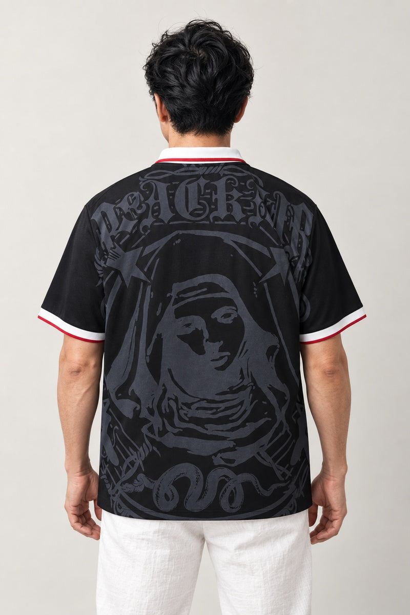 Gothic Football Jersey Shirt 'Kokuin' – back view of the black gothic football jersey shirt