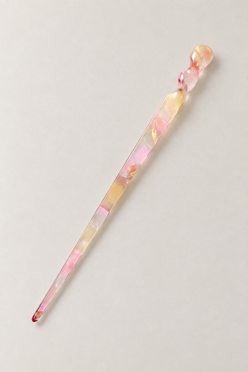 Japanese Hair Sticks – pink marbled resin hair stick, Japanese hair chopsticks, studio view