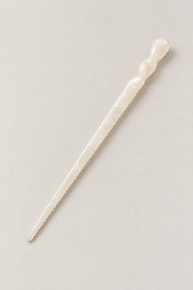 Japanese Hair Sticks – white pearl resin hair stick, Japanese hair chopsticks, studio view