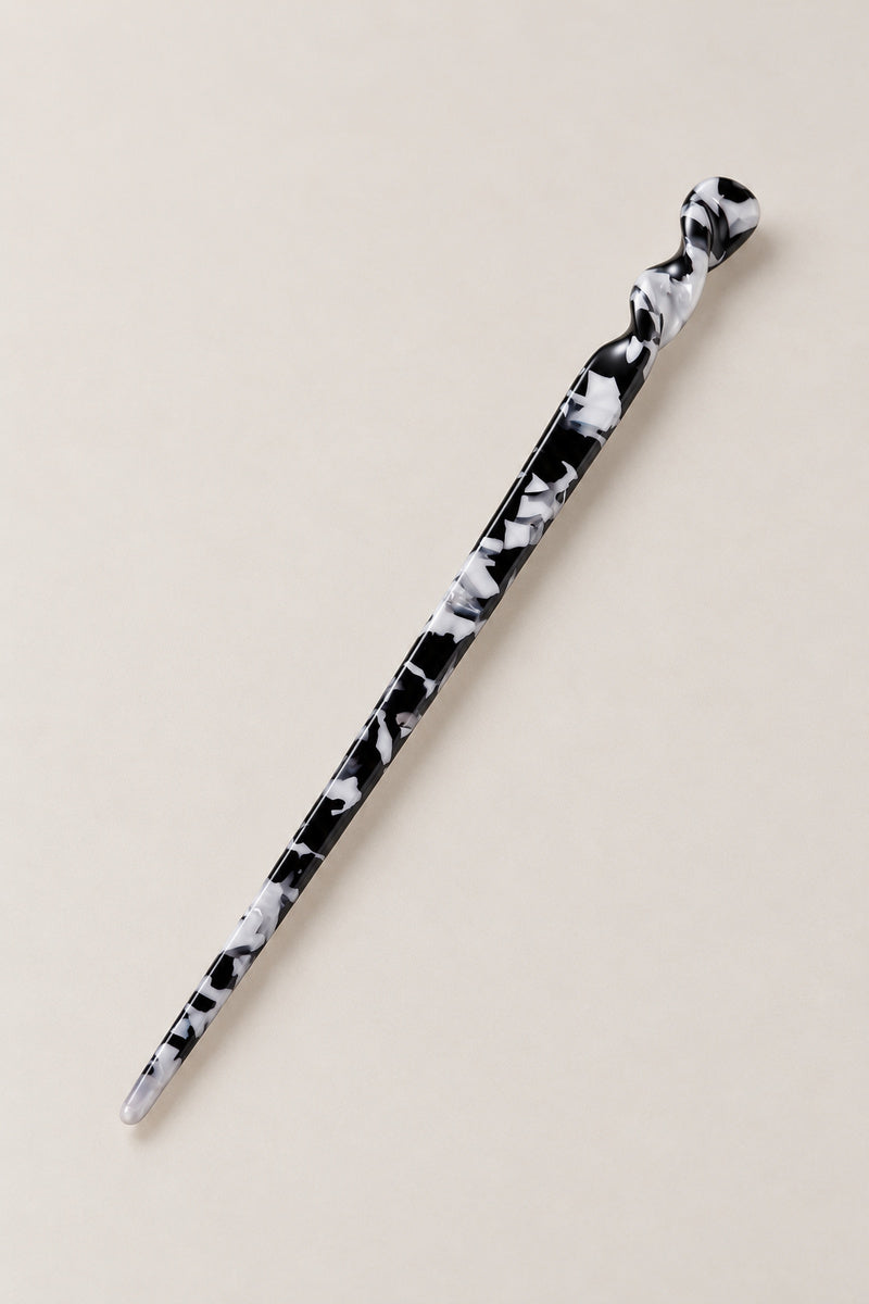 Japanese Hair Sticks – black marbled resin hair stick, Japanese hair chopsticks, studio view