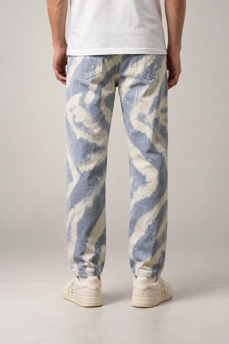 Men's Tie Dye Jeans 'Kumoshibori' – back view of the tie dye cloud print jeans