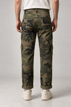 Military Camo Cargo Trousers 'Yaei' – back view of the military camo cargo trousers