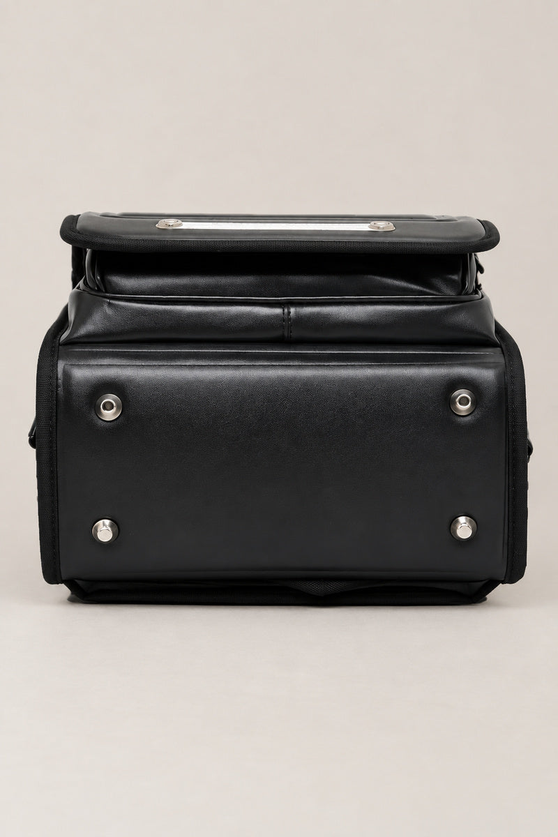 Randoseru – top view of the black randoseru Japanese school backpack
