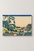 Surugadai Hokusai Poster 'Sundai' – Surugadai in the Eastern Capital, a pine over an Edo street and Fuji from Hokusai's Thirty-six Views of Mount Fuji, ukiyo-e canvas print on wooden frame, Japanese wall art, studio view