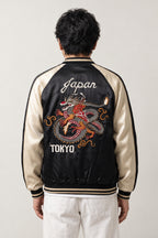 Tokyo Dragon Sukajan 'Tatsumi' – back view of the black and cream version, embroidered dragon with Tokyo lettering on the back