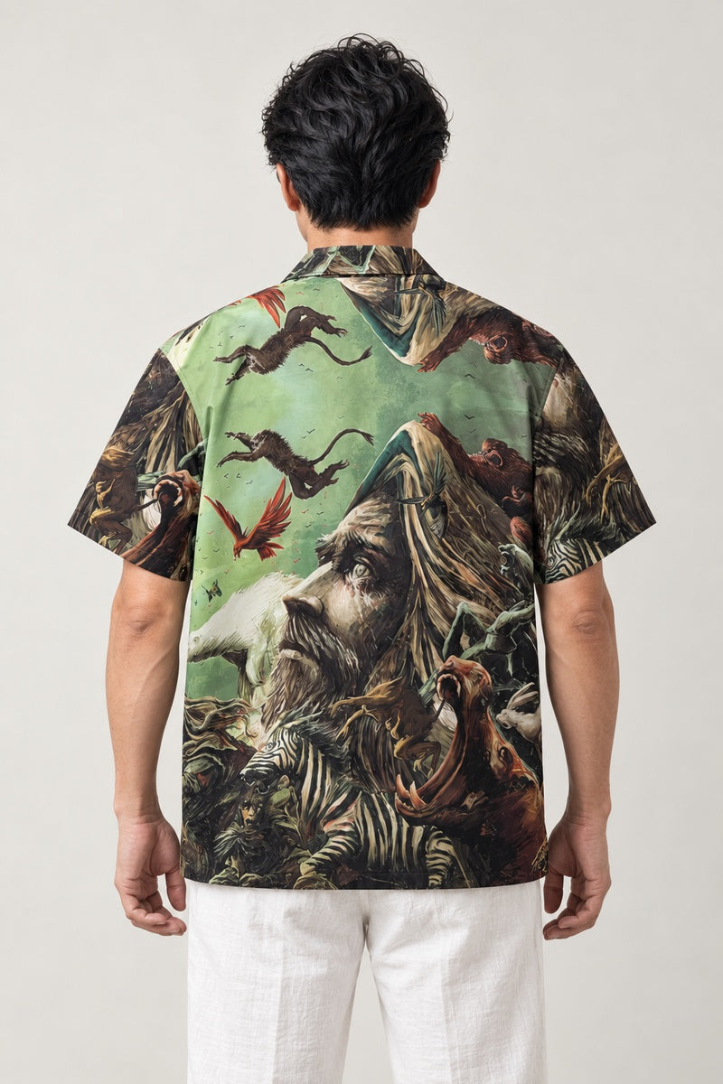 Wild Animal Art Shirt 'Yaju' – back view of the wild animal art print shirt